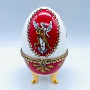 Vintage‎ Faberge Egg Style Trinket Box French Enamel Angel Godess Roman